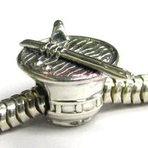 Sterling Silver Chef Noodle Bowl Bead for Pandora Troll Chamilia European Charm Bracelets