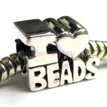 Sterling Silver I LOVE Beads Bead for European Charm Bracelets