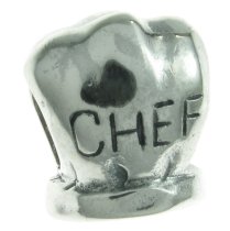 Sterling Silver CHEF Cap Hat Bead for European Charm Bracelets
