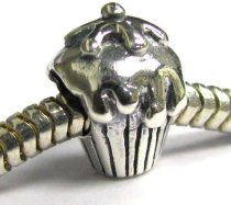 Queenberry .925 Sterling Silver Cupcake Bead Charm for European Charm Bracelets