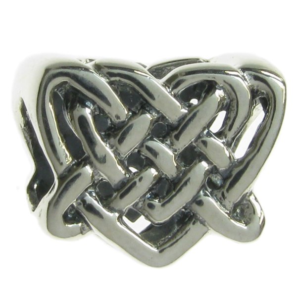 Sterling Silver Celtic Love Knot Heart Bead for Pandora Troll Chamilia Biagi European Charm Bracelets