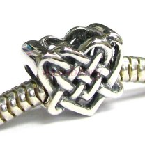 Sterling Silver Celtic Love Knot Heart Bead for Pandora Troll Chamilia Biagi European Charm Bracelets