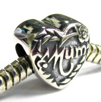 Sterling Silver Heart Love Mum Mother Flower Bead for Pandora Troll Chamilia Biagi European Charm Bracelets