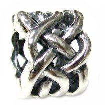 Sterling Silver Celtic Ribbon Love Knot weave Flower bead European Charm Bracelets