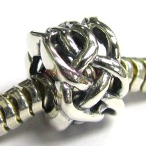 Sterling Silver Celtic Ribbon Love Knot weave Flower bead European Charm Bracelets