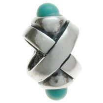 Sterling silver Turquoise Ribbon Bead for Pandora Troll Chamilia Biagi European Charm Bracelets