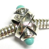 Sterling silver Turquoise Ribbon Bead for Pandora Troll Chamilia Biagi European Charm Bracelets