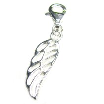 STERLING SILVER Angel Wing Dangle CHARM Pendant for European Lobster Chain Link n Charm