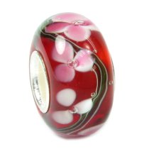 Sterling Silver Murano Flower Red Glass Bead for European Charm Bracelets 13mm