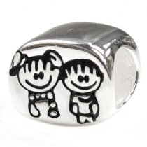 Sterling Silver Brother & Sister / boy & girl Bead for Pandora Troll Chamilia Biagi European Charm Bracelets