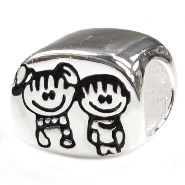Sterling Silver Brother & Sister / boy & girl Bead for Pandora Troll Chamilia Biagi European Charm Bracelets