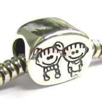 Sterling Silver Brother & Sister / boy & girl Bead for Pandora Troll Chamilia Biagi European Charm Bracelets