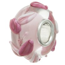 Sterling Silver Murano Pink ROSE Glass Leaf Tree of Life Bead for Pandora Troll Chamilia Biagi European Charm Bracelets