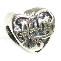 Sterling Silver Heart Love Aunt Bead for Pandora Troll Chamilia Biagi European Charm Bracelets