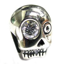 Sterling Silver skeleton Skull CZ Bead for Pandora Troll Chamilia Biagi European Charm Bracelets