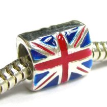 Sterling Silver UK / United Kingdom / British Flag Blue Red Enamel Bead for Pandora Troll Chamilia Biagi European Charm Bracelets
