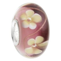 Sterling Silver Murano Flower Red Yellow Gold Glass Bead for Pandora Troll Chamilia Biagi European Charm Bracelets 14mm