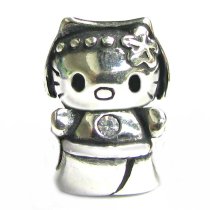 Sterling Silver Kitty cat Clear CZ Bead for Pandor Troll Chamilia Biagi European Charm Bracelets