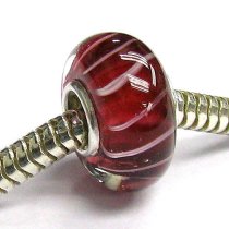 Sterling Silver Murano Siam Read Stripe Glass Bead for Pandora Troll Chamilia Biagi European Charm Bracelets 12.5mm