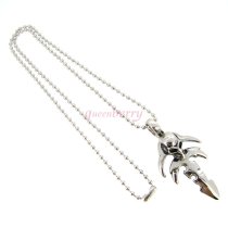 316L Stainless Steel Round Ball Chain Necklace 2mm with Skull Cross Pendant 20"