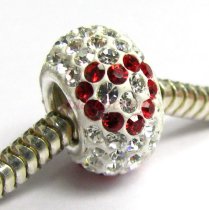 Sterling Silver ROUND Love Bead Clear Red Heart Ferido Crystals for Pandora Troll Chamilia Biagi European Charm Bracelet