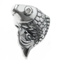 Sterling Silver CZ Gold fish Bead for Pandora Troll Chamilia Biagi European Charm Bracelets