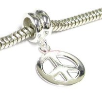 Sterling Silver Peace Dangle Bead Pendant for Pandora Troll Chamilia Biagi European Charm Bracelets