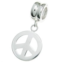 Sterling Silver Peace Dangle Bead Pendant for Pandora Troll Chamilia Biagi European Charm Bracelets