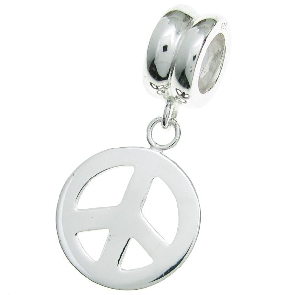 925 Sterling Silver Peace Dangle Bead Pendant For European Charm Bracelets