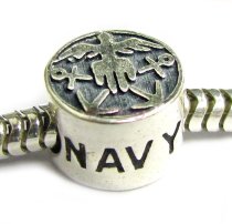 Sterling Silver America US NAVY Bead for Pandora Troll Chamilia Biagi European Charm Bracelets