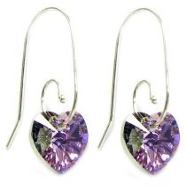 Swarovski Crystal Love Vitrail Light Heart Sterling Silver Dangle Earrings Swirl Hook