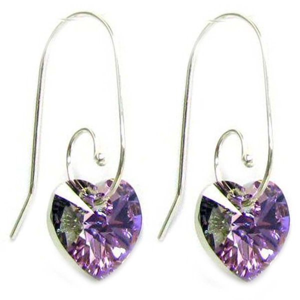 Swarovski Crystal Love Vitrail Light Heart Sterling Silver Dangle Earrings Swirl Hook