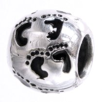 Sterling Silver Family Dad Mom Baby Footprint Bead for European Charm Bracelets