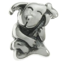 Sterling Silver Sweet Smily DOG & Bone for European Charm Bracelets