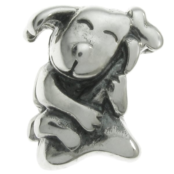 Sterling Silver Sweet Smily DOG & Bone for European Charm Bracelets