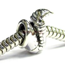 Sterling Silver Music Instrument Saxophone Bead for European Charm Bracelets