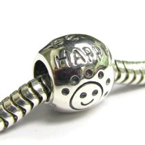 Sterling Silver Don't Worry Be Happy Smily Face Bead for European Charm Bracelets