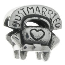 Sterling Silver Just Married Love Heart Bead for European Charm Bracelets