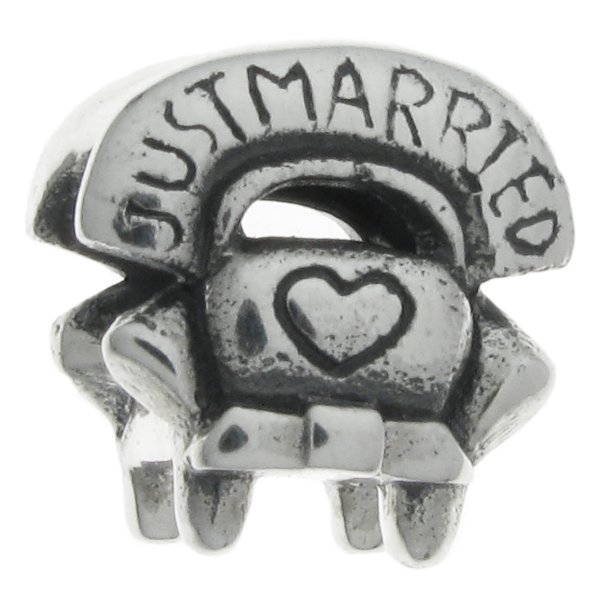 Sterling Silver Just Married Love Heart Bead for European Charm Bracelets