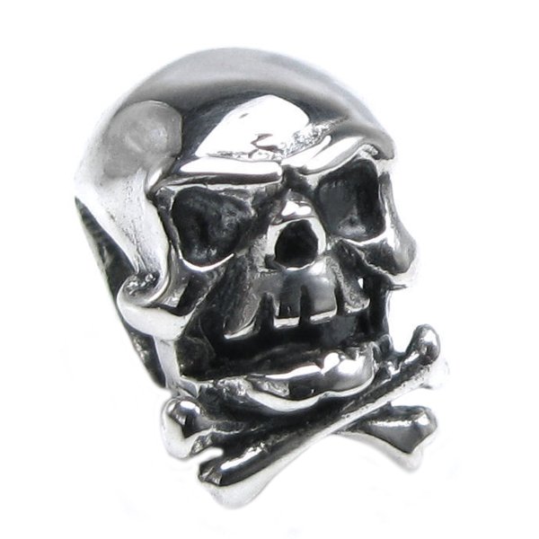Sterling Silver Skeleton Skull Bead for European Charm Bracelets