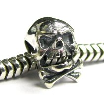 Sterling Silver Skeleton Skull Bead for European Charm Bracelets