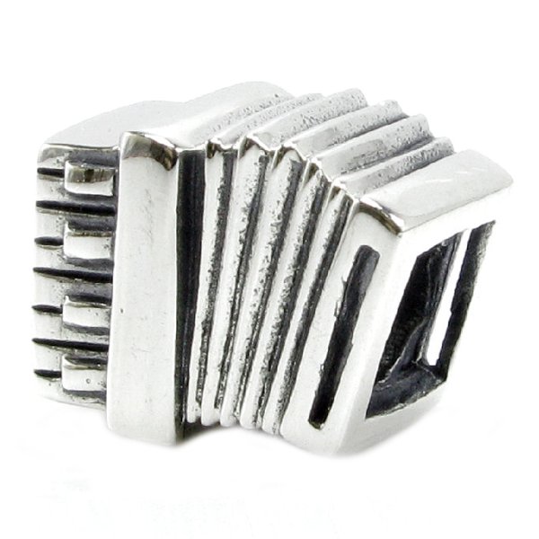 Sterling Silver Musical Instrument Accordion Bead for European Charm Bracelets