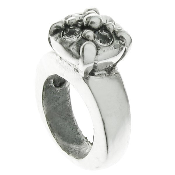 Sterling Silver Ring CZ Crystal Bead for European Charm Bracelets