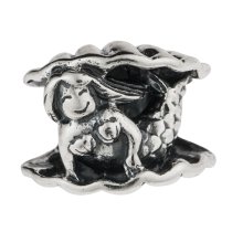 Sterling Silver Fairy Tale Smily Little Mermaid w/ Sea Shell Bead for European Charm Bracelets