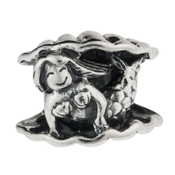 Sterling Silver Fairy Tale Smily Little Mermaid w/ Sea Shell Bead for European Charm Bracelets