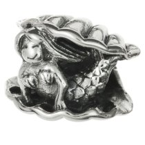 Sterling Silver Fairy Tale Smily Little Mermaid w/ Sea Shell Bead for European Charm Bracelets