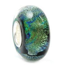 Sterling Silver Murano Turquoise Gold Foiled Glass Bead for European Charm Bracelets