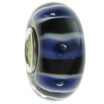 Sterling Silver Murano Wheel Flower Amethyst Glass Bead for European Charm Bracelets