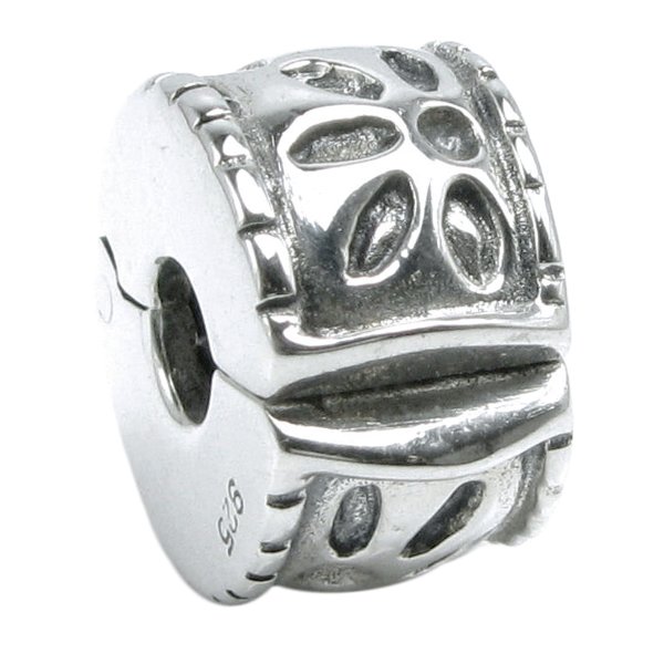Sterling Silver Leaf Flower Stopper Clip Lock Bead for European Charm Bracelets