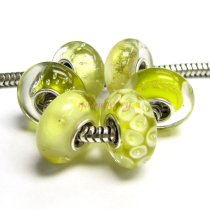 6pcs Sterling Silver Assorted Yellow White Bubble Murano Bundle Glass Bead for European Charm Bracelets